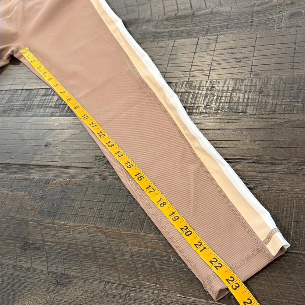 WILO The Label 2 Piece Sports Bra and Leggings Brown High Waist Stripe Ribbed S - Picture 10 of 16